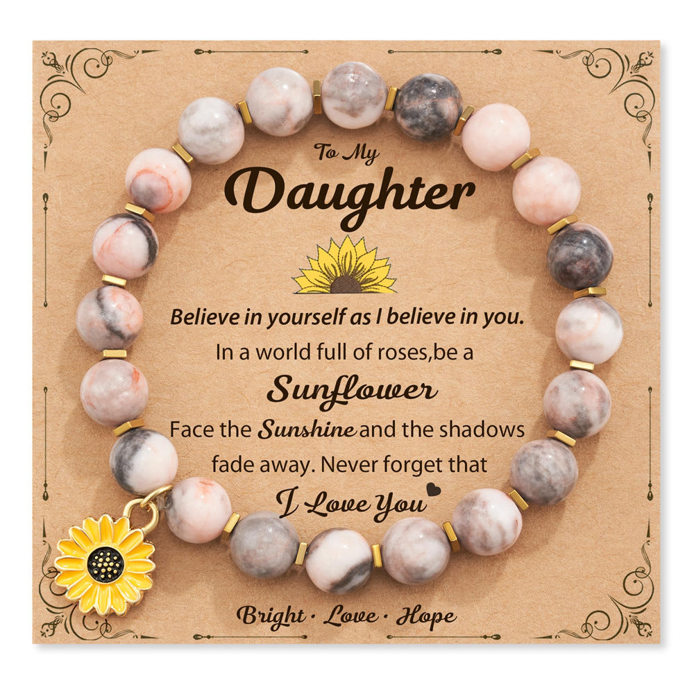 Zebra Sunflower Bracelet Natural Stone - DaughterGifts - electronic accessories