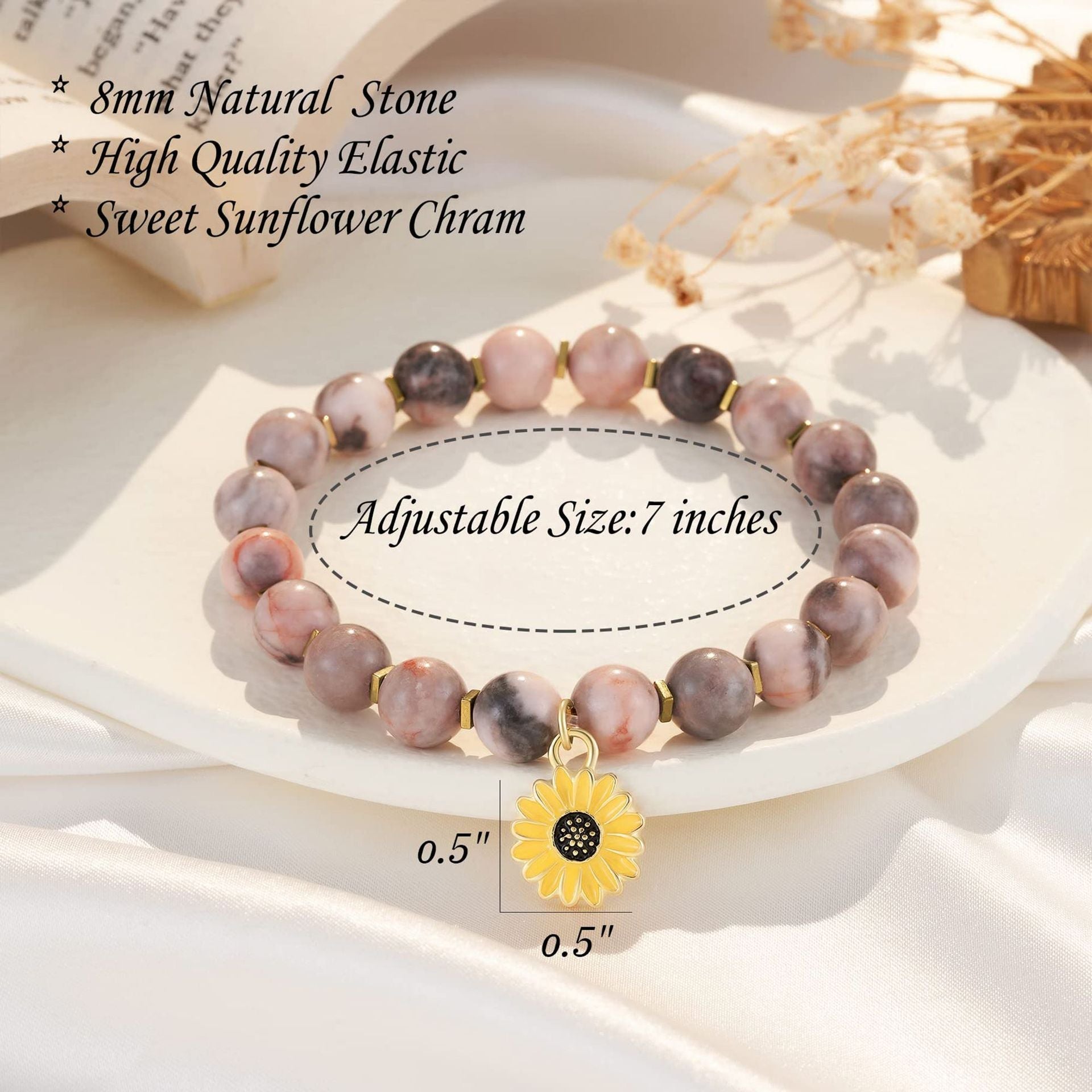 Zebra Sunflower Bracelet Natural Stone - electronic accessories