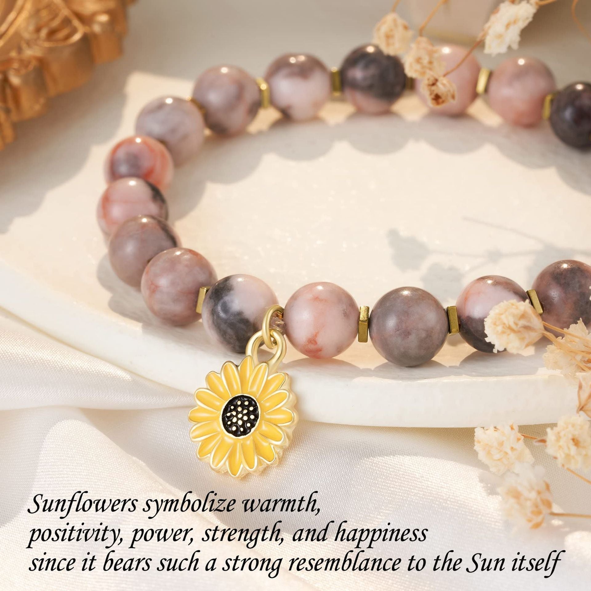 Zebra Sunflower Bracelet Natural Stone - electronic accessories