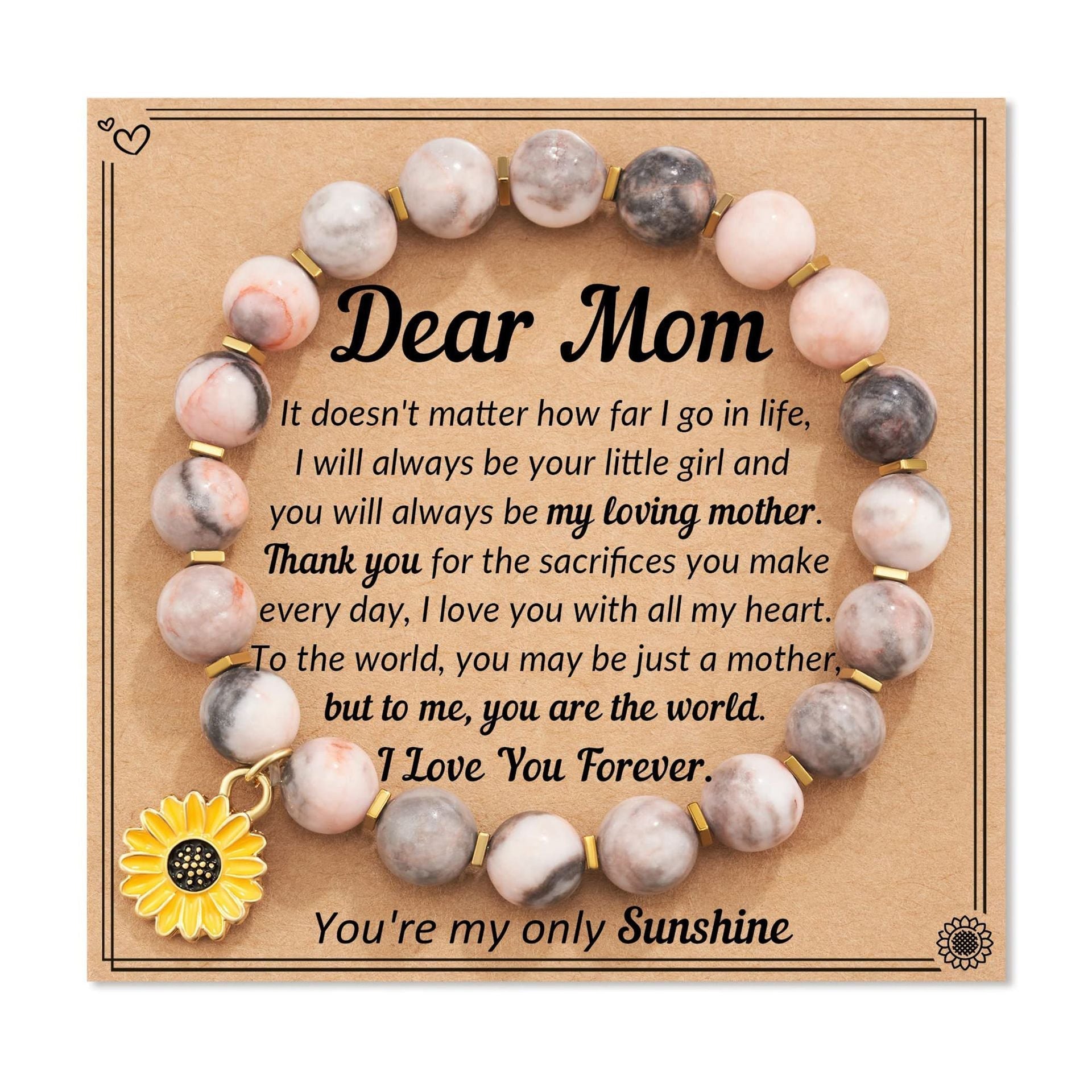 Zebra Sunflower Bracelet Natural Stone - Mom - electronic accessories