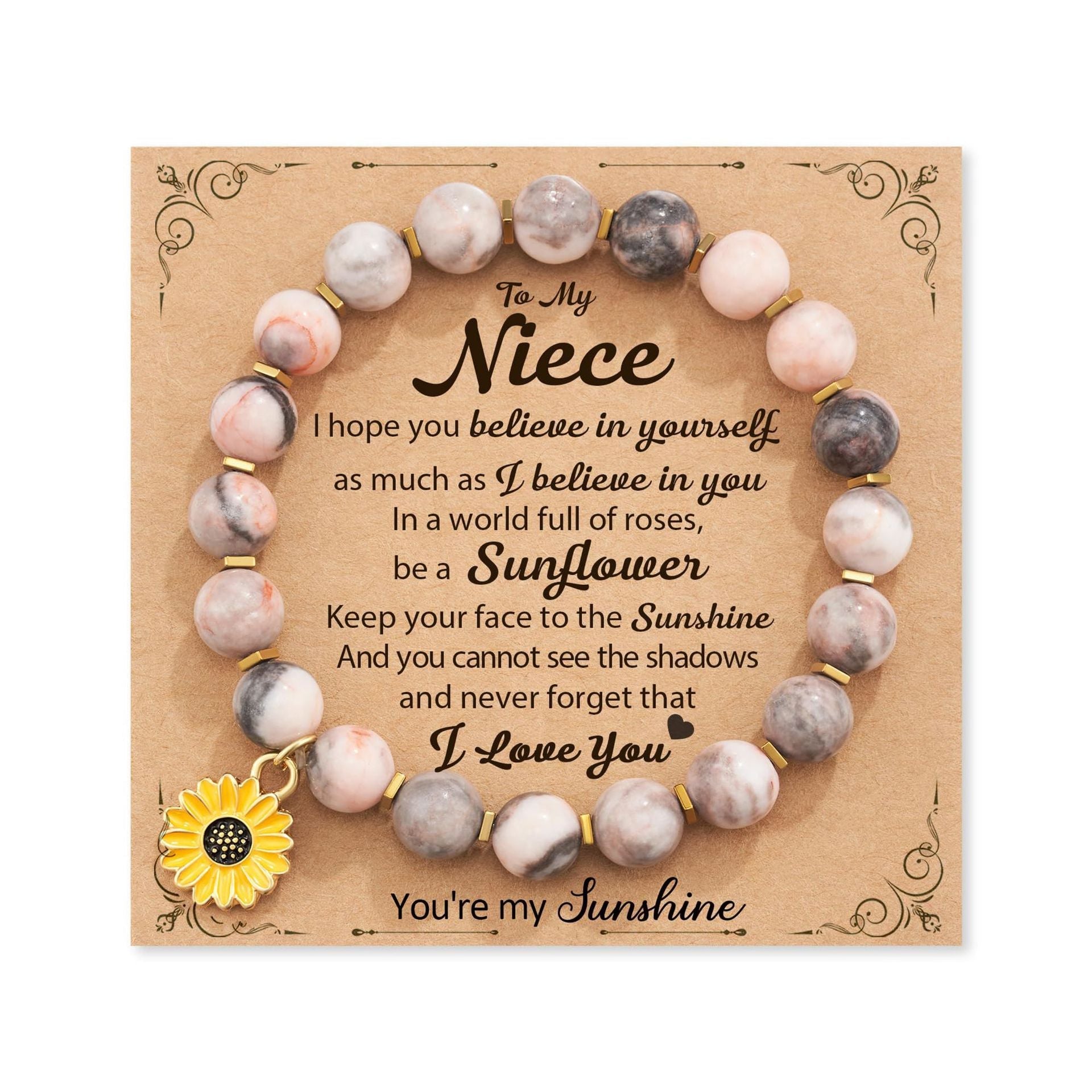 Zebra Sunflower Bracelet Natural Stone - Niece - electronic accessories
