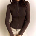 Zipper Knitted Cardigan Women