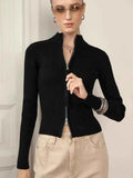 Zipper Knitted Cardigan Women