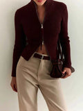 Zipper Knitted Cardigan Women