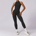 Zipper Women Sports Jumpsuit One-piece Suit - Advanced Black / L / CHINA