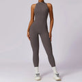 Zipper Women Sports Jumpsuit One-piece Suit - Yuanshan Grey / XL / CHINA
